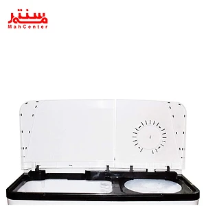یک ماشین لباسشویی دوقلوی سفید با درب باز نشان داده شده است.